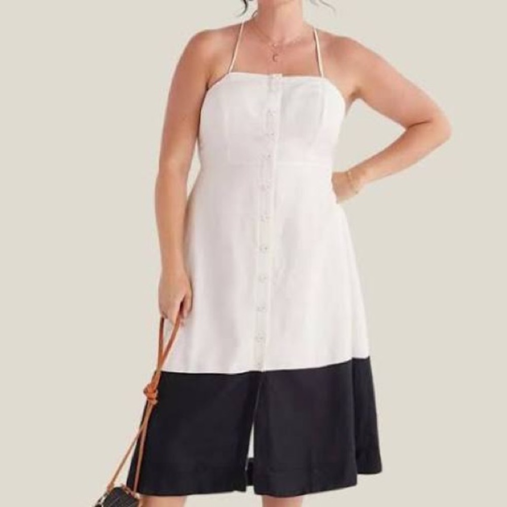 Maeve (Anthropologie) White & Black Linen Dress, size XLP